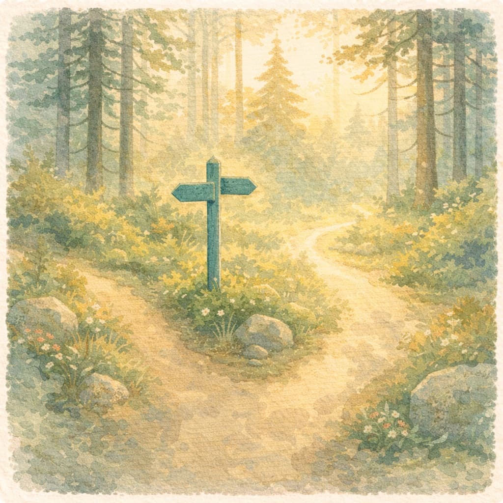 A watercolor compass on a trail map