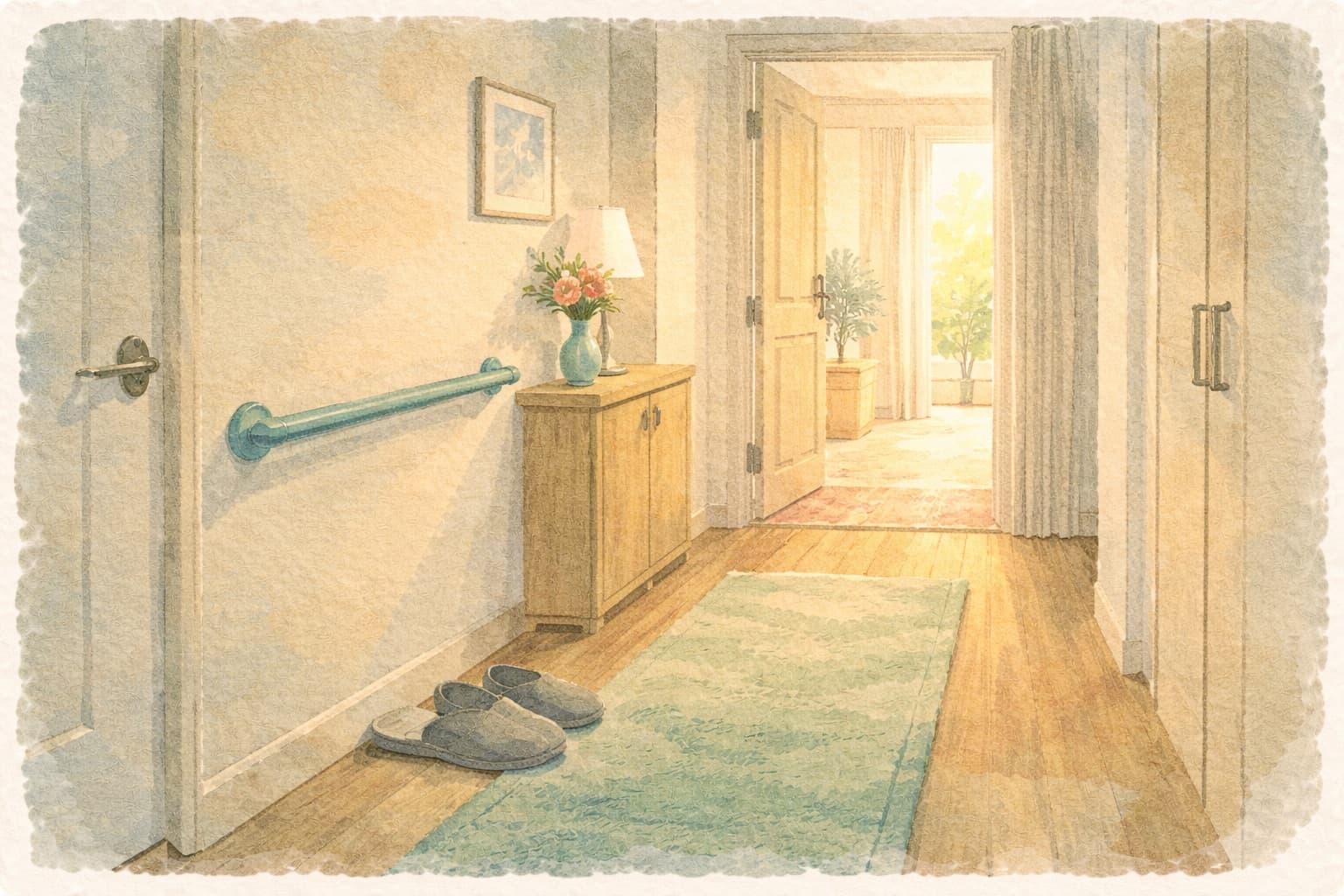 A kitchen table with a cold cup of tea and unopened mail — subtle signs that a loved one may need help